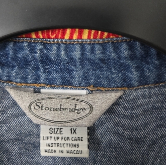 Stone bridge Demin Shirt 1XL Plus Vintage Blue ShortSleeve Chambray Embroidered - Picture 14 of 16